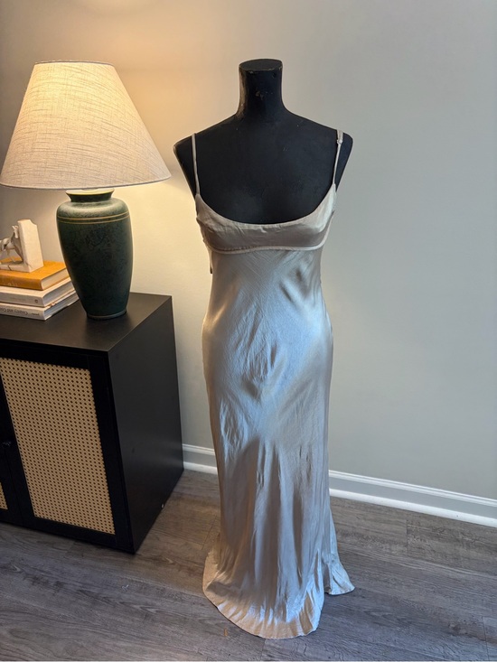 Zara Dresses & Skirts - Zara Formal Silky Balconette Style Champagne Slip Dress Size Medium Bridesmaid